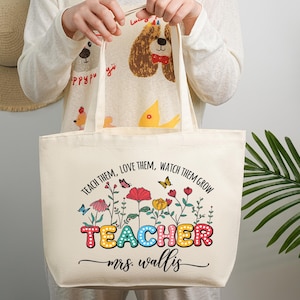 Sac fourre-tout personnalisé en remerciement pour le professeur, Sac cadeau personnalisé pour le professeur, Cadeau prénom pour le professeur, Cadeau de remerciement pour le professeur, Sac fourre-tout en toile Campus