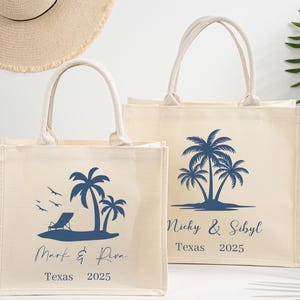 Personalized Palm Tree Bag,Wedding Welcome Bag,Custom Tote Bag with Name,Bachelorette Party Gift,Destination Wedding Tote,Wedding Favors