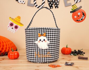 Cubo de dulces de Halloween personalizado para niños, fantasma, cesta de calabaza, cesta de Halloween personalizada para niños, bolsa de dulces de Halloween, regalo para niños, regalo de Halloween