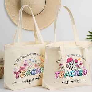 Personalized Teacher Appreciation Gift,Tote Bag,Custom Teacher Gift Bag,Teacher Thank You Gift,Teacher Name Gift,Campus Canvas Tote Bag