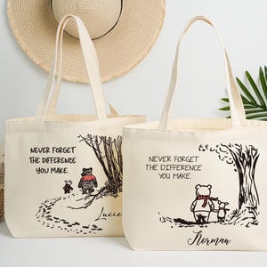 Fourre-tout pour la rentrée,Sac cadeau personnalisé pour enseignant,N'oubliez jamais la différence que vous faites,Sac cadeau personnalisé pour remerciement pour enseignant,Cadeau prénom pour enseignant
