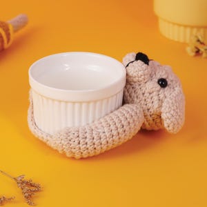 Crochet Dog Coaster Pattern PDF, Puppy Mug Hugger Tutorial, Amigurumi Cup Holder, Digital Download