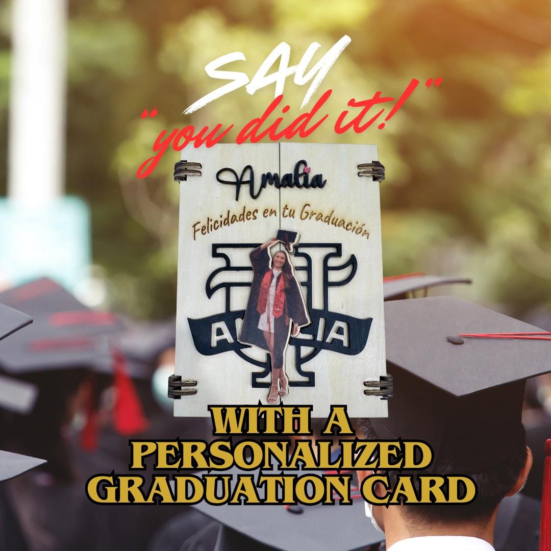 Personalized 3D Wooden Graduation Card With Photo & College Magnet - Etsy