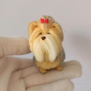 Miniature Yorkshire Terrier – Handmade Crochet Yorkie Dog – Collectible Puppy Figurine – Poseable Toy Dog – Gift for Dog Lovers
