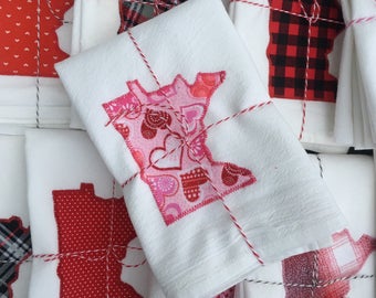 San Valentín - Set de 3 toallas de harina