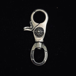 Llavero estilo gótico Y2K punk envejecido, mosquetón cromado, plata 925 para hombre y mujer, minimalista vintage