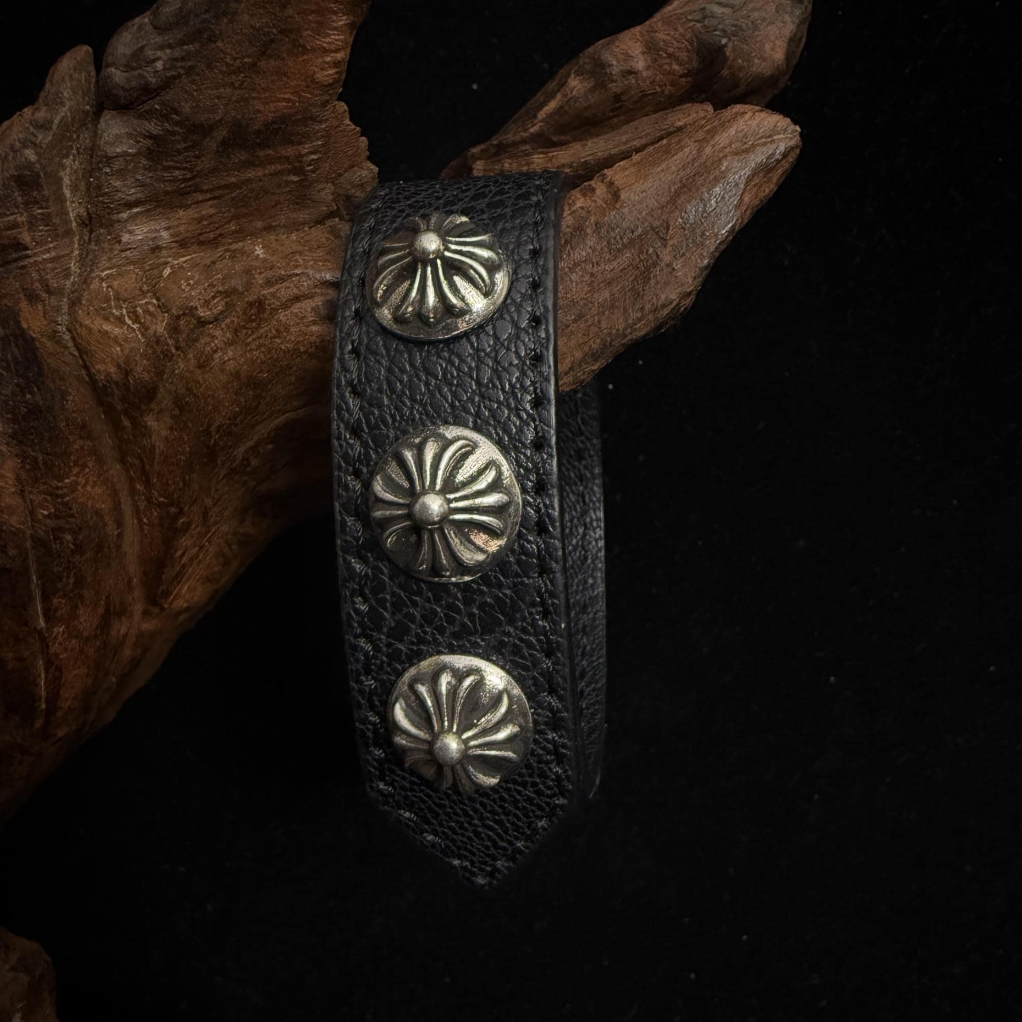 Leather Chrome Hearts Bracelet - Etsy