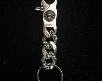 Gothic style y2k punk aged keychain, carabiner clip, for men and women minimalist vintage