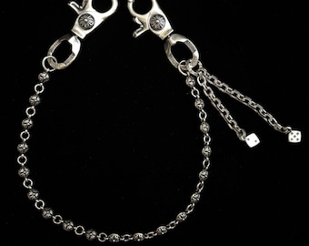CH Gothic style y2k pants double dice wallet chain keychain motorcycle bag/purse clip chrome silver minimalist unisex for men and women