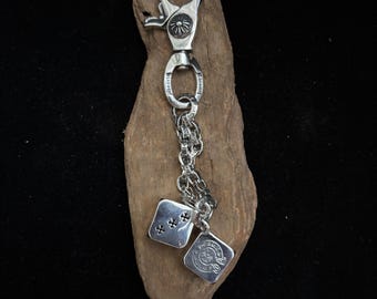 小物 Y2K Dice chain Vintage Y2K Lucky Dice Keychain Multicolor Interesting Resin