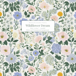 Patrón sin costuras de flores silvestres en tonos azules, papel digital floral botánico estilo cottagecore, estampado de jardín vintage de prado primaveral, papel tapiz, tela