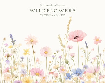Wildblumen Png, Wildblumen Rahmen, Wildblumen Clipart, Aquarell Clipart, Hochzeitskarte, Wiesenblumen, Frühlingsblumen