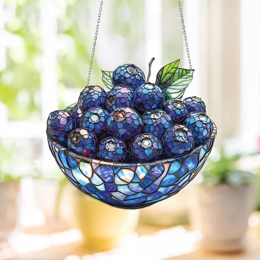 Small Berry Window Rings Blueberry Bowl Window Hanging – Fruit Kitchen Decor With Farmhouse ...