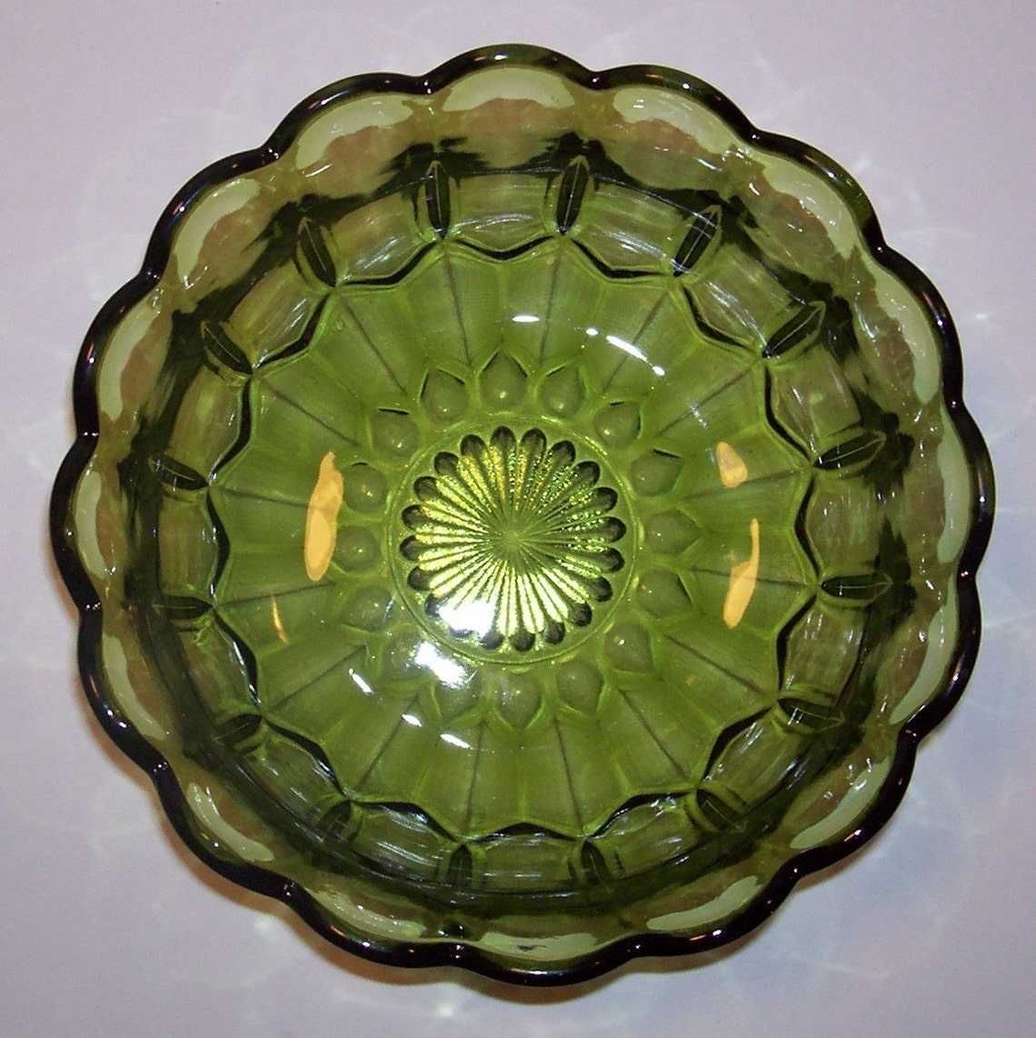 Vintage Avocado Green Glass Bowl Anchor Hocking Fairfield Etsy