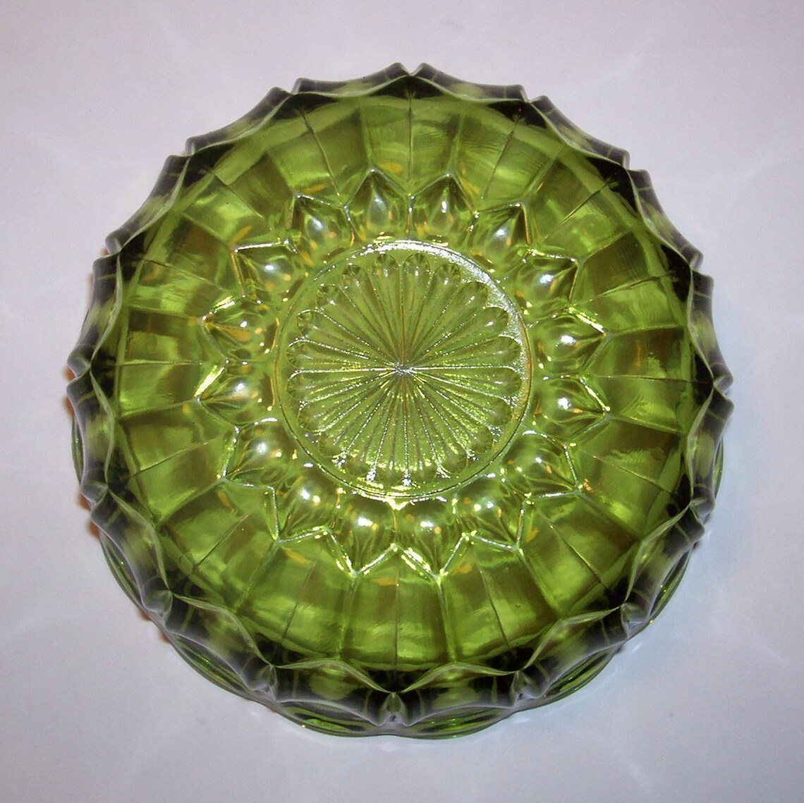 Vintage Avocado Green Glass Bowl Anchor Hocking Fairfield Etsy