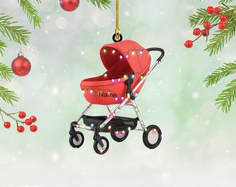 Personalized Baby Stroller Christmas Ornament, Baby's First Christmas Ornament, Baby Stroller Ornament Decor, Baby Stroller Gift  NN1-475
