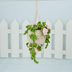 Handmade Crochet Flower Basket Car Decor, Flowers Plant Car Mirror Hanging,  Gift Idea for Succulent Plant Lovers
