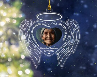 Personalized Memorial Angel Wings Ornament – Custom Photo In Loving Memory Christmas Keepsake for Loss of Loved One ID-0801-Y7XX