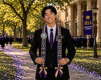 Custom Logo Graduation Lei 2026, Personalized Ribbon Lei with Name, Class of 2026 Gift, Senior Graduation Keepsake Ugra11