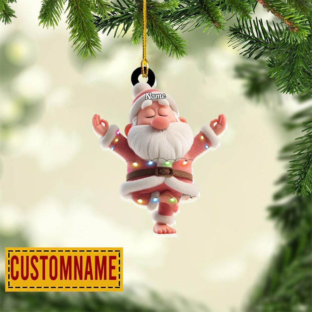 Personalized Santa Yoga Ornament, Custom Standing Meditation Gift ...