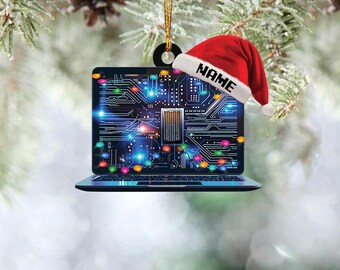 Custom Computer Programmer 2D Flat Ornament, Coder Manager Christmas Gift, Christmas Tree Decor Gift For Computer Developer ID-0728-84JN