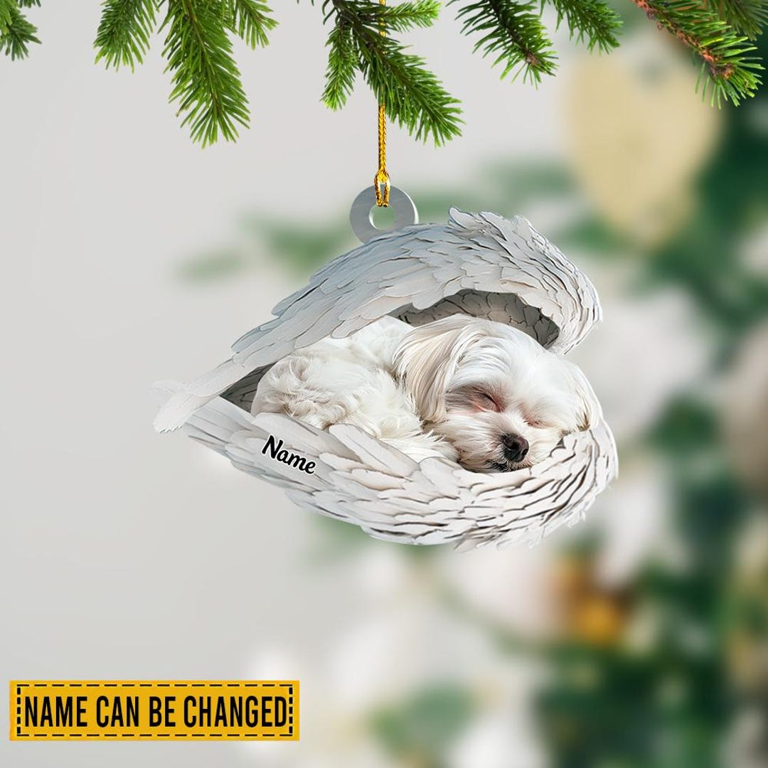 Personalized Maltese Dog Angel Wings Ornament, Pet Loss Memorial ...