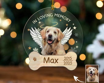 Personalized Dog Memorial Ornament Dog Christmas Ornament Pet Memorial Gift Pet Photo Ornament Pet Christmas Gift Dog Lovers Gift Thaor-14
