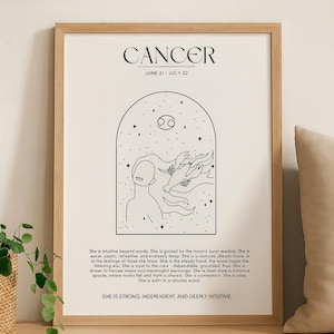 She is Cancer Zodiac Wall Art | Printable Cancer Poster Digital Download | Aesthetic Astrology Print for Home Décor | Cancer Star Sign Gift