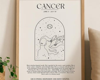 She is Cancer Zodiac Wall Art | Printable Cancer Poster Digital Download | Aesthetic Astrology Print for Home Décor | Cancer Star Sign Gift