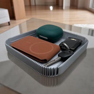 Modern 3D Printed Organizer Tray – Minimalist Valet Tray for Wallet, Keys & Earbuds | Desk or Entryway Catchall (17 cm)