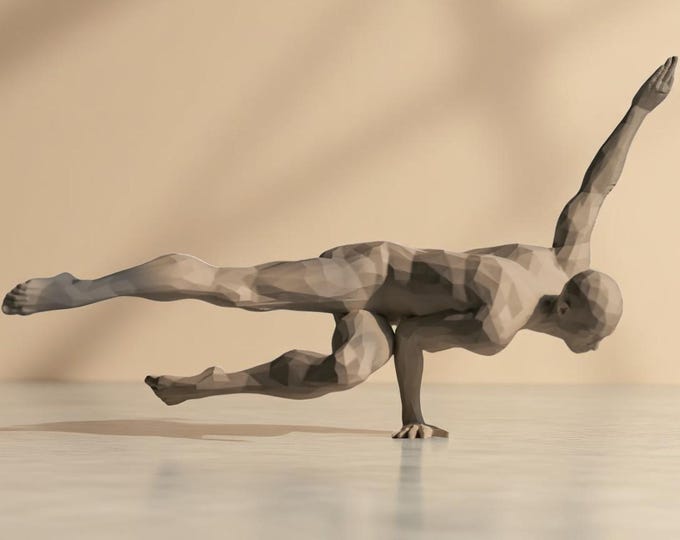 3D Printed Yoga Pose Sculpture: Modern Geometric Home Decor