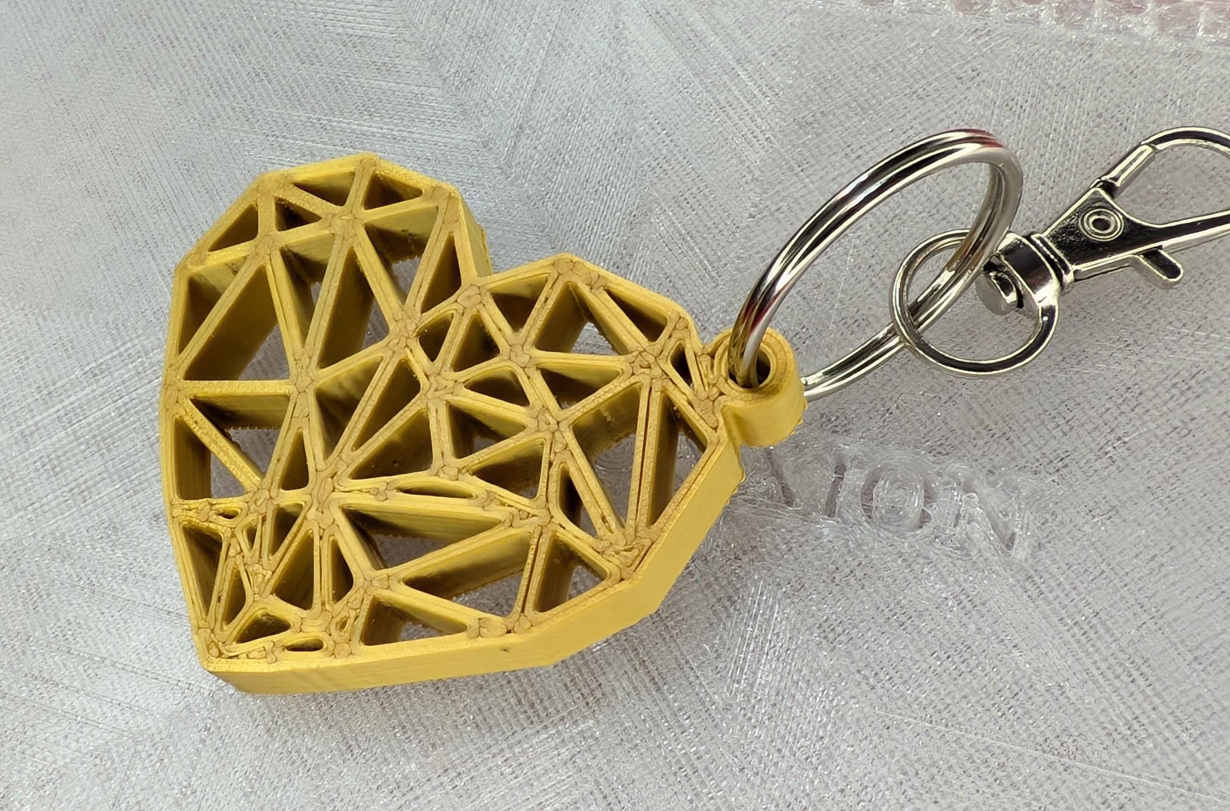 Geometric Key Ring Geometric Heart Keychain β 3D Printed Artsy Keyring for Mom - Etsy