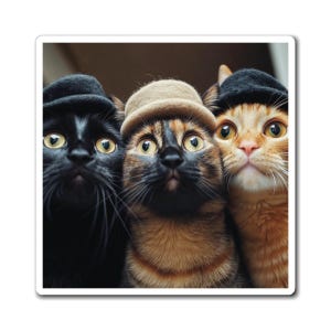 Cat Magnet – Cute Cat in Hat Magnet – Funny Cat Lover Gift – Fridge Magnet for Home, Kitchen, or Office