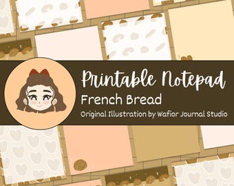 French Bread Printable Memo Pad | Aesthetic Digital Stationery (PDF & PNG)