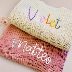 Personalized Embroidered Baby Sweater, Custom Knit Name Jumper Gift, Baby Shower Outfit, Handmade Baby Cardigan, Unique Newborn Knitwear