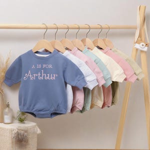 Organic Cotton Baby Romper with Custom Embroidery, Personalized Baby Knit Outfit, Cozy Infant Sweater Jumper, Baby Shower Keepsake Gift