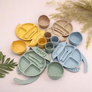 Personalized Silicone Baby Feeding Set, Custom Tableware Gift for Toddlers, Kids, and First Foods, Engraved Mealtime Kit, Perfect Gift!