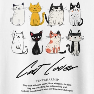 Cute Cat Graphic T-shirt - Unisex Garment-Dyed Tee for Cat Lovers, Pet Owners, Birthday Gift, Casual Wear, Animal Lover Shirt