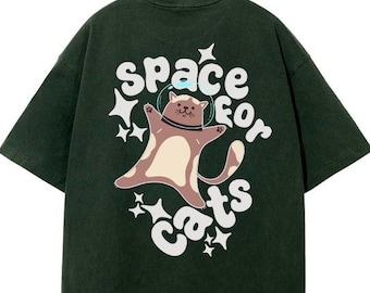 Cute Space Cats Tshirt Funny Print for Animal Lovers Tee Cat Graphic Shirt Gift for Cat Lovers Tshirt Design for Cat Mom and For Friends