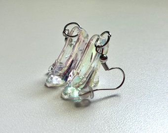 Cinderella Earrings Glass Slipper Heels Iridescent Shiny Butterfly Insect Princess Fairytale Novel Royalty