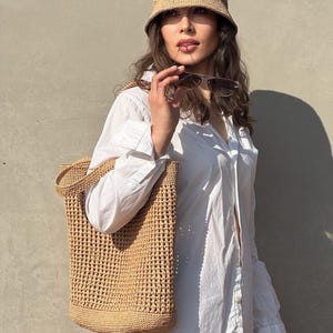Tote bag, Original Large Bag, Crochet Raffia Bag,  Large Beach Boho Bag, Crochet Tote Bag, Summer Hand Bag, Crochet Weekend Bag