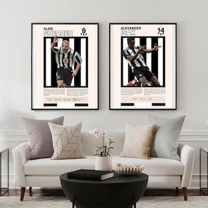 Newcastle United 5 Poster Set | Bruno G, Joelinton, Isak, Shearer, Tonali Football/soccer Poster/Print/Wall Art A2 5 prints | DIGITAL PRINT