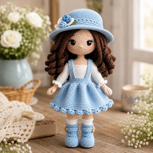 Haakpatroon voor een amigurumi pop, 30 cm handgemaakte meisjespop (PDF-download)