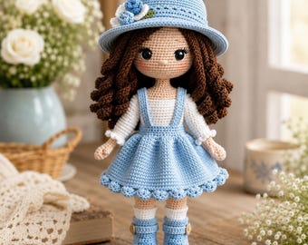 Amigurumi Crochet Doll Pattern, 30cm Handmade Girl Doll Tutorial (PDF Download)