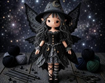 Crochet Fairy Witch Doll Pattern, Amigurumi PDF, Intermediate Crochet Instructions