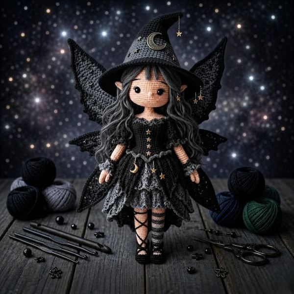 Crochet Fairy Witch Doll Pattern, Amigurumi PDF, Intermediate Crochet Instructions