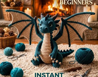 Patrón de amigurumi de dragón a crochet en PDF: tutorial para crear alas de fantasía realistas (descarga instantánea).