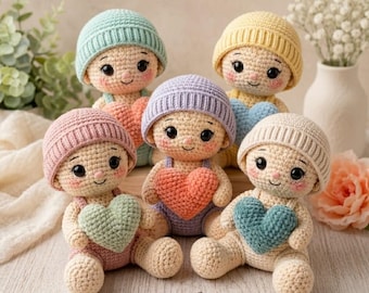 Patrón de muñeca bebé de ganchillo, juguete de peluche amigurumi, apto para principiantes (descarga en PDF)