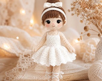 Patrón muñeca bailarina Amigurumi a crochet, Tutorial muñeca ballet (Descargar PDF)