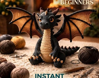 Crochet Dragon Amigurumi Pattern Plush Toy PDF – Realistic Fantasy Wings Tutorial (Instant Download)
